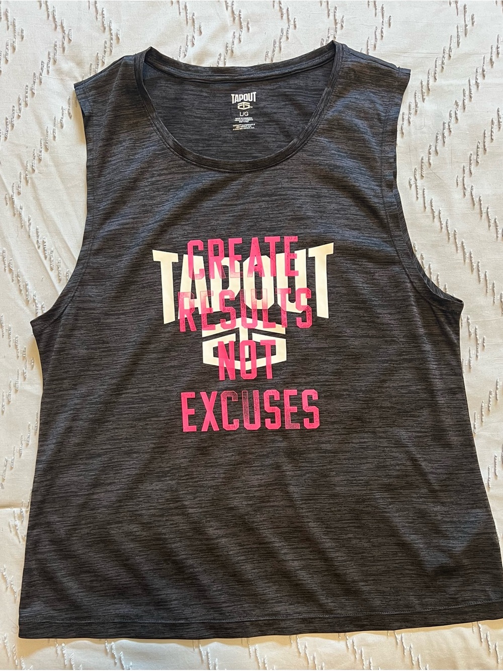 Tapout Women’s Workout Tank Top Create Results Not Excuses Black L